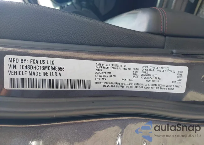 1C4SDHCT3MC845656: 42470019