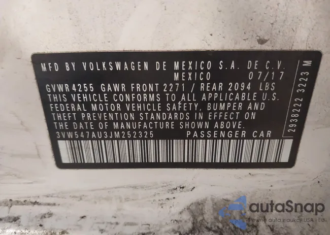 3VW547AU3JM252325: 42470109