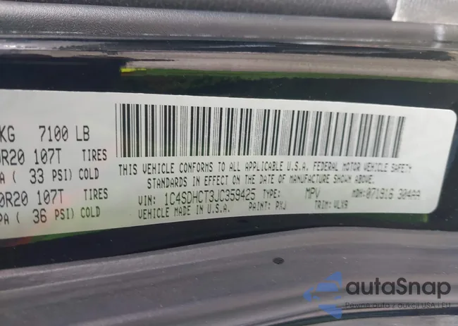 1C4SDHCT3JC359425: 42469503