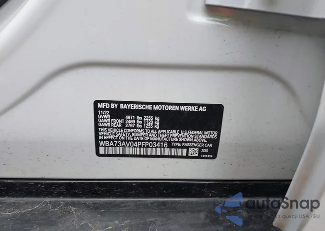 WBA73AV04PFP03416: 42469606