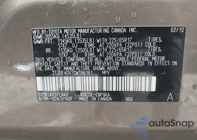 2T3DF4DV7CW196161: 42469616