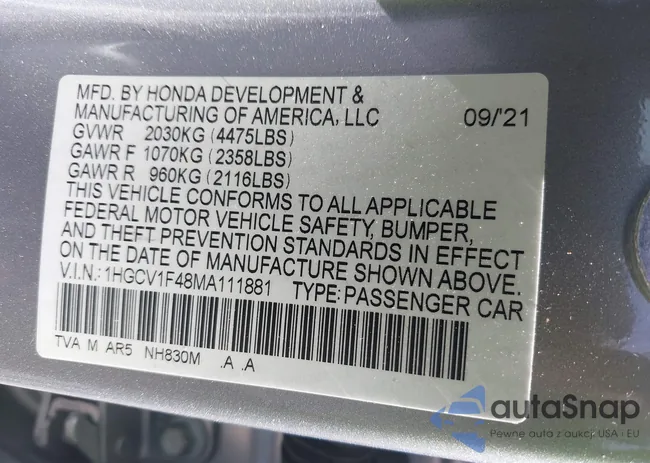 1HGCV1F48MA111881: 42470776