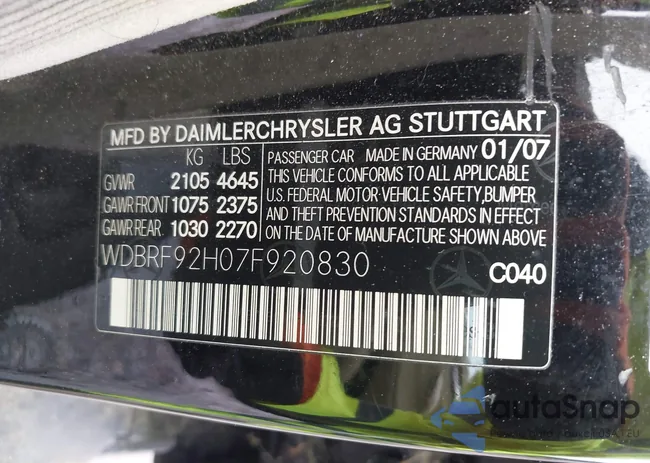 WDBRF92H07F920830: 42471033