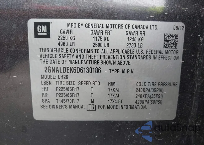 2GNALDEK6D6130186: 42470321