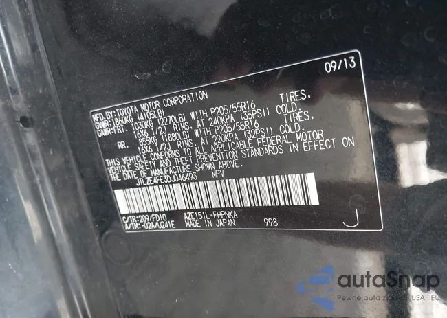 JTLZE4FE3DJ046493: 42470605