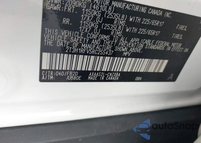 2T3H1RFV5RC255437: 42470655