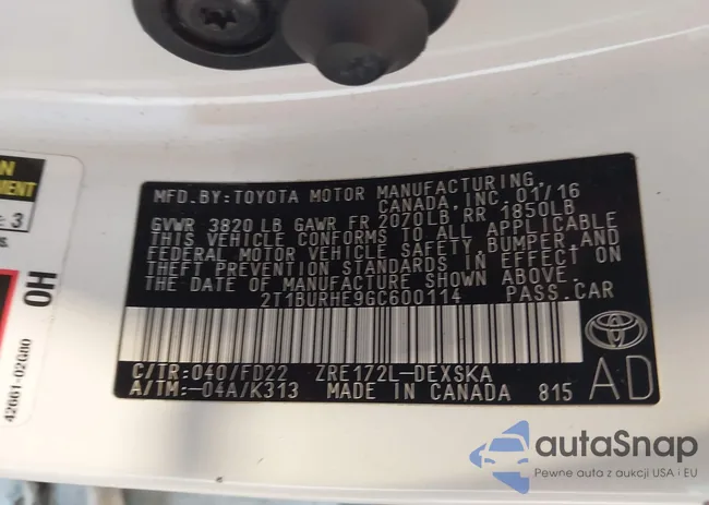 2T1BURHE9GC600114: 42470709