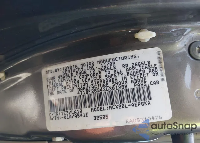 4T1BF28B43U301288: 42472201