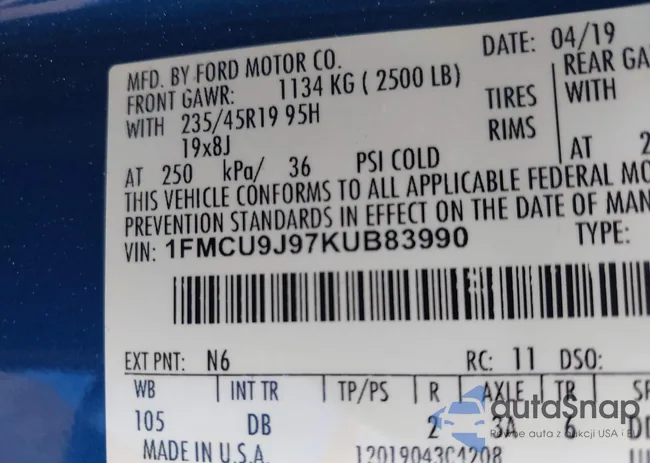 1FMCU9J97KUB83990: 42472205