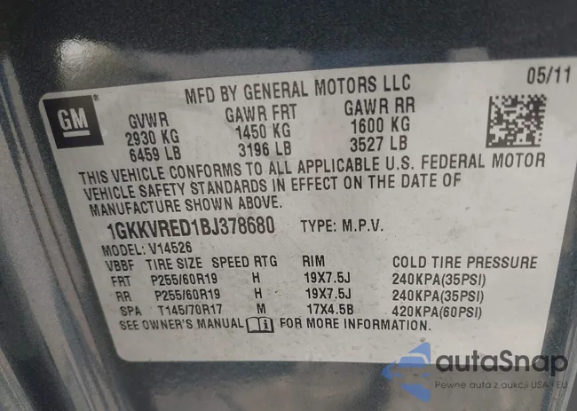 1GKKVRED1BJ378680: 42471503