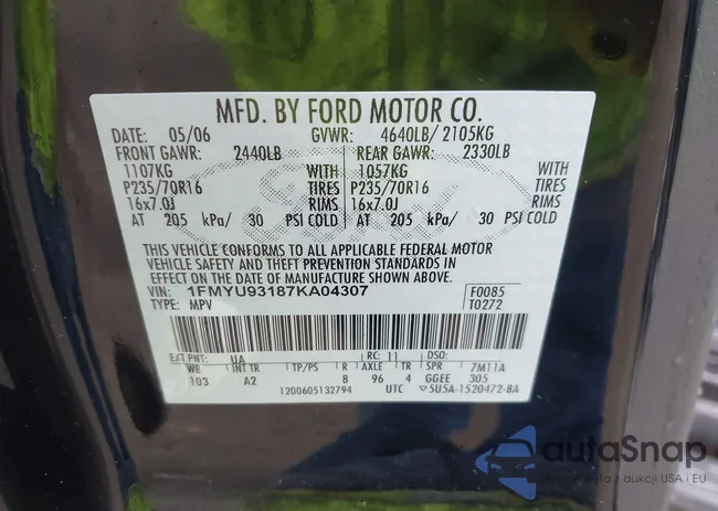 1FMYU93187KA04307: 42471614