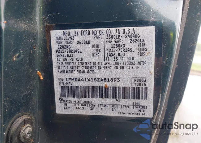 1FMDA41X1SZA81893: 42471666