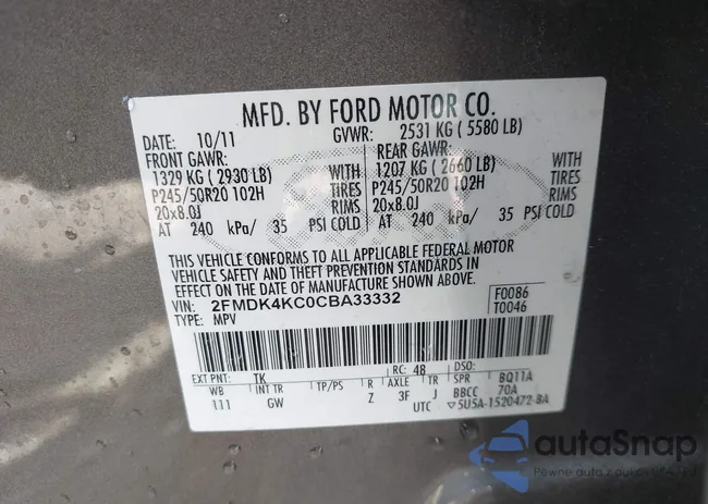 2FMDK4KC0CBA33332: 42473276