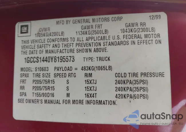 1GCCS1440Y8195573: 42472419