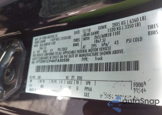 1FTEW1CP4KFA50550: 42472540