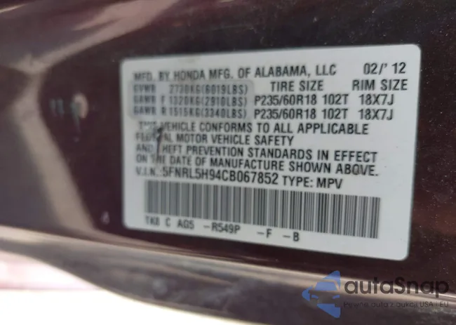 5FNRL5H94CB067852: 42472576