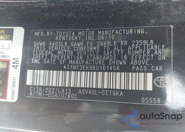 4T1BF3EK9BU161456: 42472683