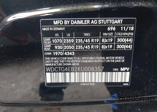 WDCTG4EB2KU008357: 42473797