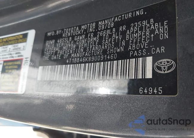 4T1BB46K89U091460: 42473936