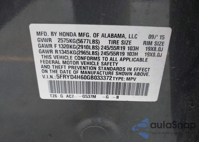 5FRYD4H60GB033372: 42474053