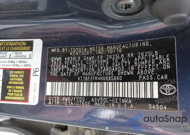 4T1BF1FK4HU685660: 42474309