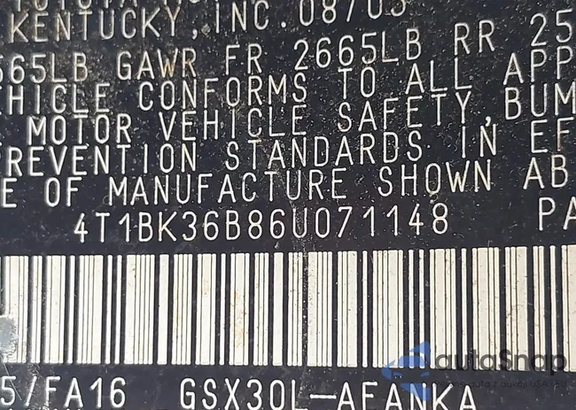 4T1BK36B86U071148: 42473461