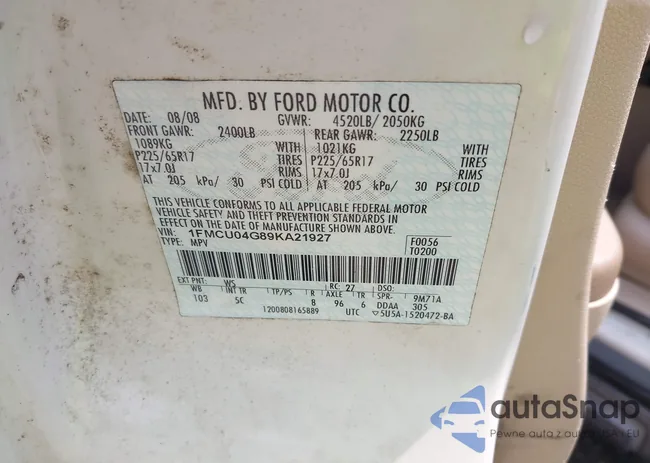 1FMCU04G89KA21927: 42473674