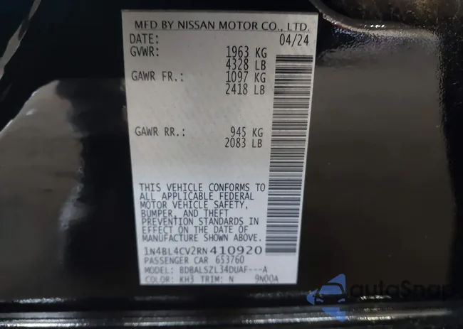 1N4BL4CV2RN410920: 42474952