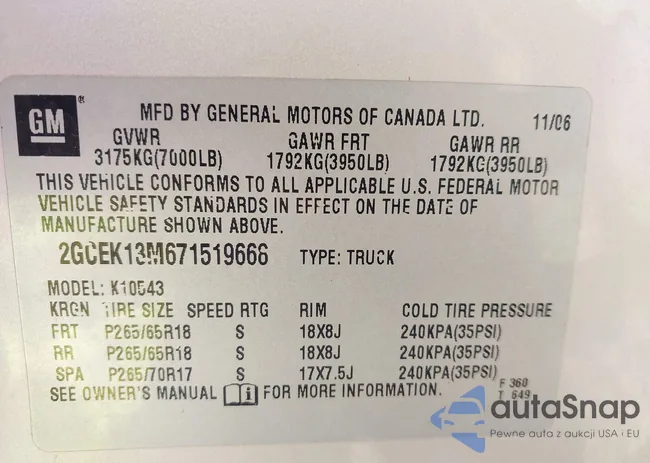 2GCEK13M671519668: 42475011