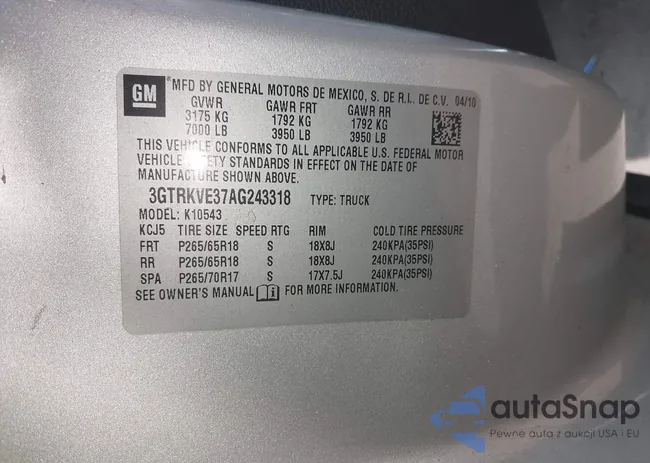 3GTRKVE37AG243318: 42475210