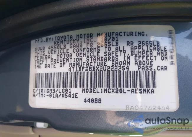 4T1BF28BX2U222254: 42474711