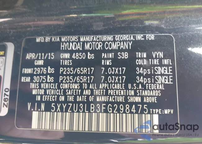 5XYZU3LB3FG298475: 42474718