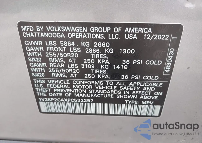 1V2KP2CAXPC522257: 42475838