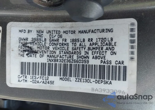 1NXBR32E36Z660359: 42475853