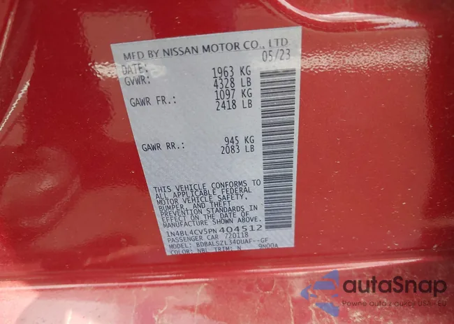 1N4BL4CV5PN404512: 42476093