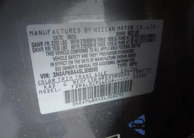 3N8AP6BA4SL308095: 42475484