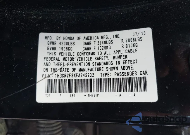 1HGCR2F3XFA245232: 42476736