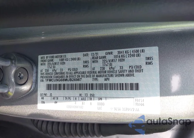 1FMCU9G68MUB26987: 42476747