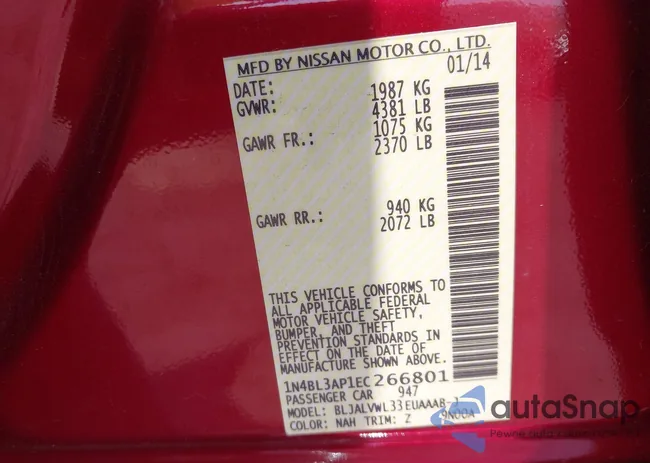 1N4BL3AP1EC266801: 42476940