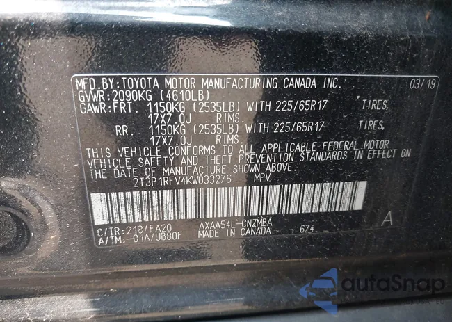 2T3P1RFV4KW033276: 42476344