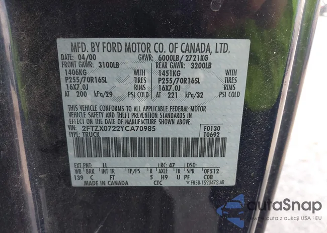 2FTZX0722YCA70985: 42476412