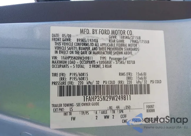 1FAHP35N29W249811: 42476446