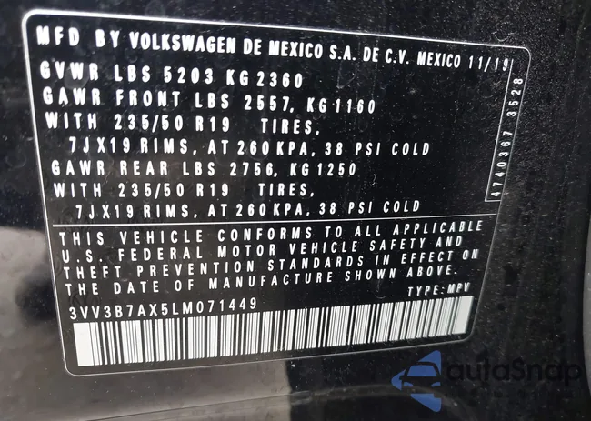 3VV3B7AX5LM071449: 42476461