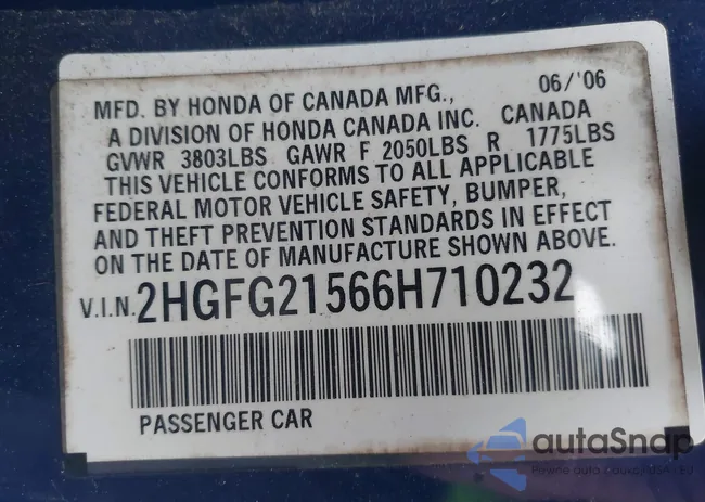 2HGFG21566H710232: 42476478