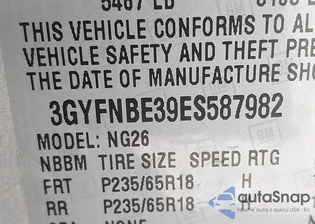 3GYFNBE39ES587982: 42476491