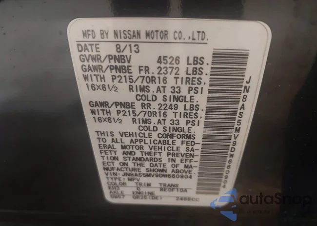 JN8AS5MV9DW660904: 42476499