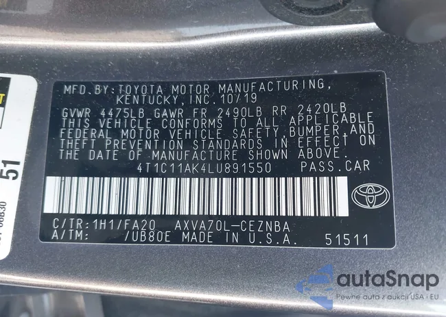 4T1C11AK4LU891550: 42476681