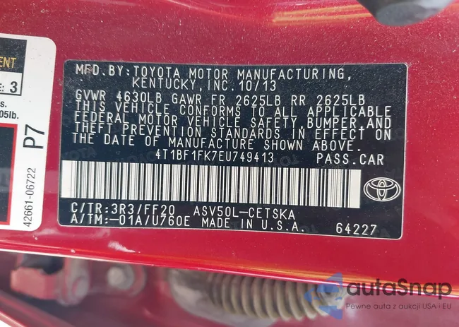 4T1BF1FK7EU749413: 42478256