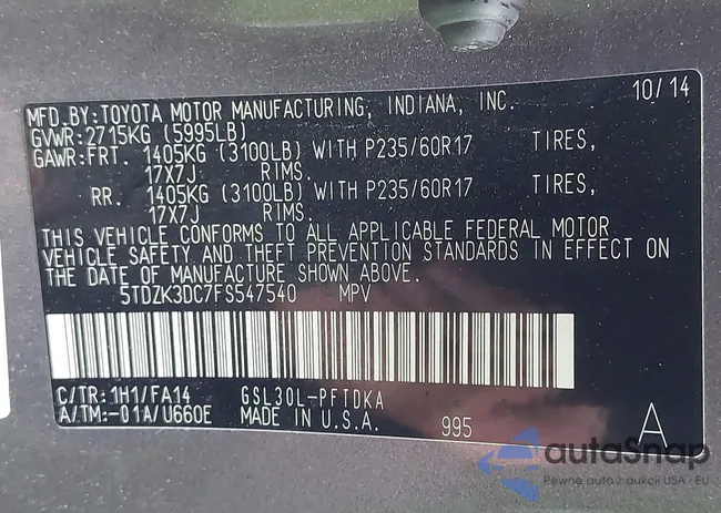 5TDZK3DC7FS547540: 42477324