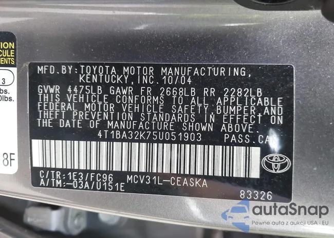 4T1BA32K75U051903: 42477338